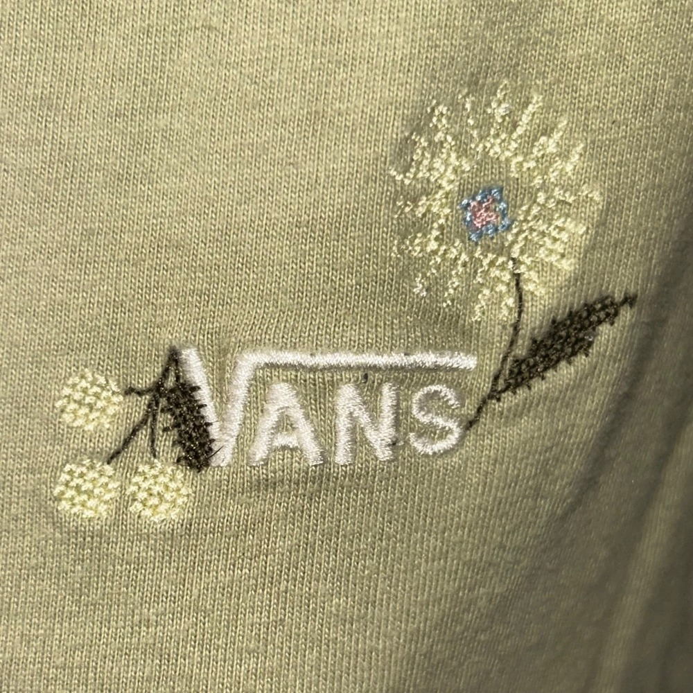 Vans Womens Floral Logo Side Tie Crop T-Shirt Pale Lime Green Size Medium